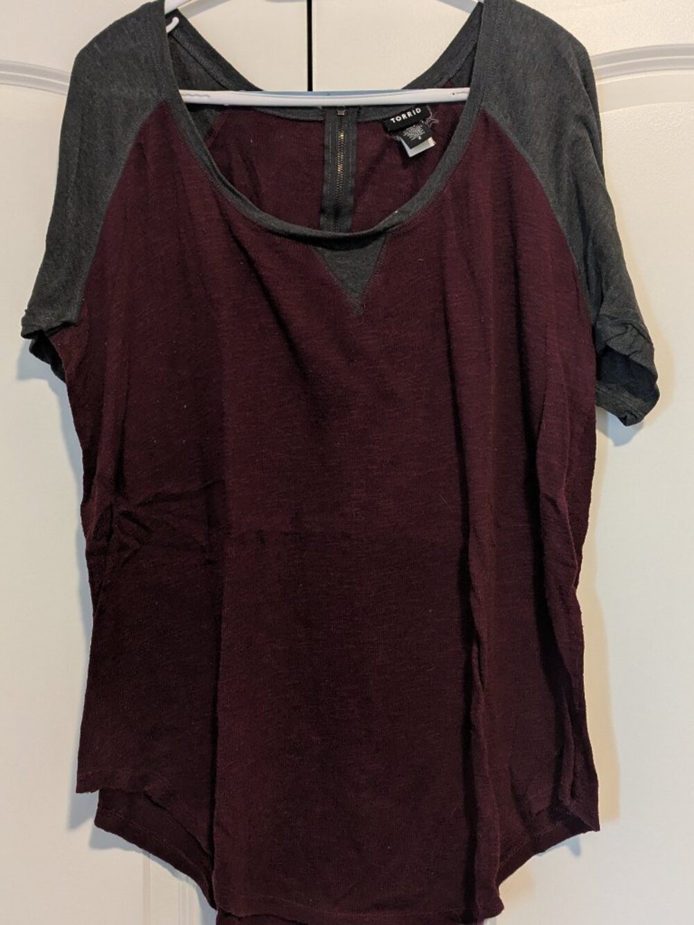 Maroon and Grey Short Sleeve Top, Torrid 2